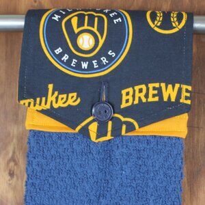 MILWAUKEE BREWERS HAND TOWEL BLUE GOLD HANDMADE HANGING KITCHEN COTTON TOWEL